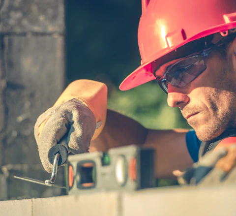 close up masonry worker