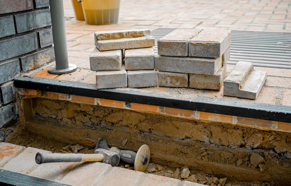 commercial brick stairs installation